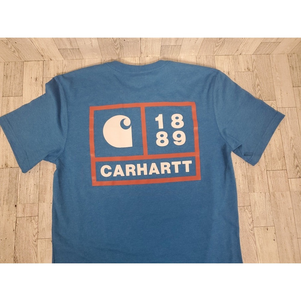 Carhartt T-Shirt SMALL Mens Blue Heathered Relaxed Fit Heavyweight Pocket NEW